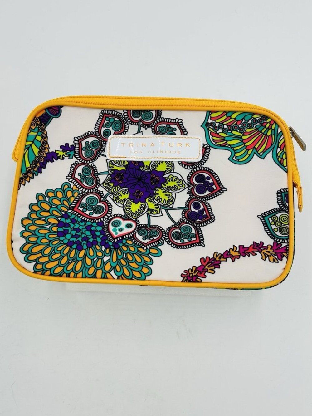 NWOT Trina Turk For Clinique Makeup Bag Cosmetics Bag Bright Colors 9.5" x 6.5"